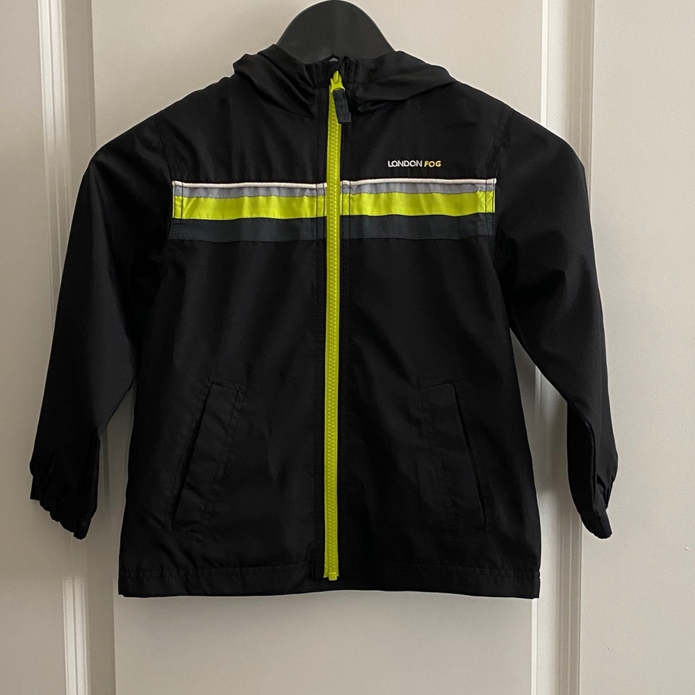 London Fog Black Jacket with Neon Yellow Accents